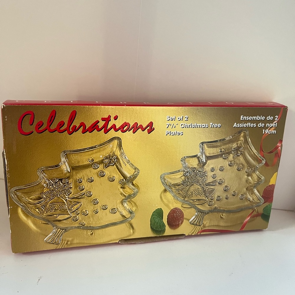 Vintage Glass Christmas Plates